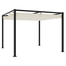Cenador de jardín con techo retráctil acero crema 3x3 m von , Zelte und Pavillons - Ref: Foro24-4003960, Preis: 393,27 €, Rab...