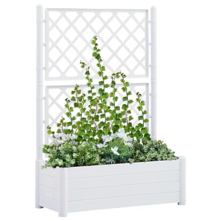 Planter with white PP trellis 100x43x142 cm by vidaXL, Pots and planters - Ref: Foro24-313983, Price: 136,32 €, Discount: %