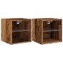 Muebles de TV de pared con luces LED 2 uds envejecida von , TV-Möbel - Ref: Foro24-857673, Preis: 44,09 €, Rabatt: %