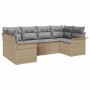Conjunto de sofá de jardín con cojín 6 pcs Beige Poliratán
