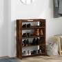 Zapatero madera contrachapada roble ahumado 60x25x81 cm de , Zapateros y organizadores de calzado - Ref: Foro24-859882, Preci...