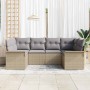 Conjunto de sofá de jardín con cojín 6 pcs Beige Poliratán