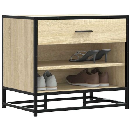 Banco zapatero madera de ingeniería roble sonoma 60x40x53,5 cm by , Benches for halls and storage - Ref: Foro24-849220, Price...