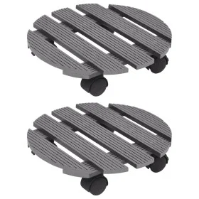 Plant stand with wheels 2 units WPC gray Ø30x7.5 cm by vidaXL, Pot stands - Ref: Foro24-149032, Price: 40,09 €, Discount: %