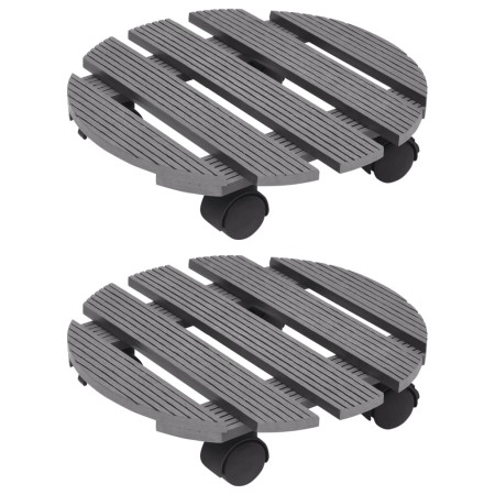 Pflanzenständer mit Rädern 2 Einheiten WPC grau Ø30x7,5 cm von vidaXL, Topfständer - Ref: Foro24-149032, Preis: 34,56 €, Raba...