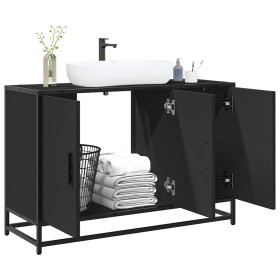 Armario de lavabo de baño madera ingeniería negro 90x33x60 cm by , Bathroom furniture - Ref: Foro24-849269, Price: 93,33 €, D...