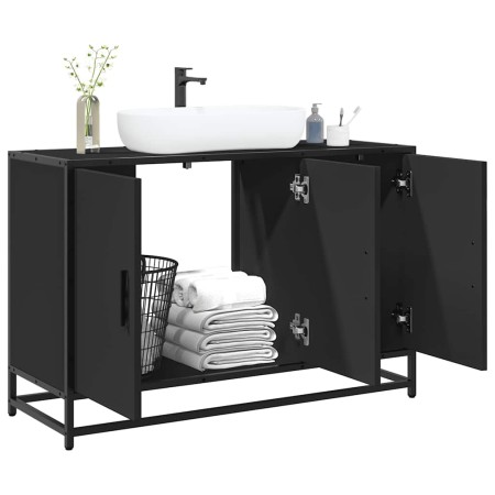Armario de lavabo de baño madera ingeniería negro 90x33x60 cm de , Muebles de baño - Ref: Foro24-849269, Precio: 93,33 €