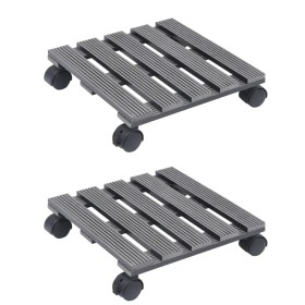 Plant stand with wheels 2 units WPC gray 30x30x7.5cm by vidaXL, Pot stands - Ref: Foro24-149034, Price: 45,12 €, Discount: %