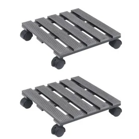 Plant stand with wheels 2 units WPC gray 30x30x7.5cm by vidaXL, Pot stands - Ref: Foro24-149034, Price: 45,29 €, Discount: %