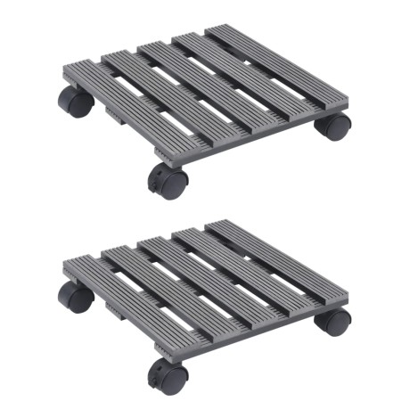 Pflanzenständer mit Rollen 2 Einheiten WPC grau 30x30x7,5cm von vidaXL, Topfständer - Ref: Foro24-149034, Preis: 45,12 €, Rab...