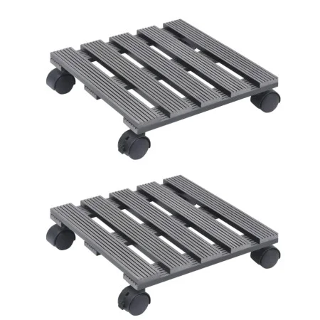 Plant stand with wheels 2 units WPC gray 30x30x7.5cm by vidaXL, Pot stands - Ref: Foro24-149034, Price: 45,29 €, Discount: %