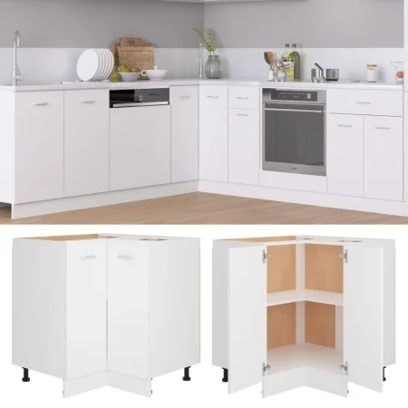Armario inferior de esquina madera blanco 75,5x75,5x81,5 cm de vidaXL, Armarios de cocina - Ref: Foro24-802489, Precio: 108,8...