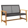 Banco de jardín madera de acacia y ratán PE negro 112 cm by , Modular outdoor sofas - Ref: Foro24-367598, Price: 94,65 €, Dis...