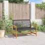 Banco de jardín madera de acacia y ratán PE negro 112 cm by , Modular outdoor sofas - Ref: Foro24-367598, Price: 94,65 €, Dis...