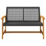 Banco de jardín madera de acacia y ratán PE negro 112 cm by , Modular outdoor sofas - Ref: Foro24-367598, Price: 94,65 €, Dis...