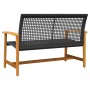 Banco de jardín madera de acacia y ratán PE negro 112 cm by , Modular outdoor sofas - Ref: Foro24-367598, Price: 94,65 €, Dis...