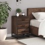 Mesita noche madera ingeniería roble marrón 40x34,5x60cm metal by , Nightstands - Ref: Foro24-848723, Price: 63,15 €, Discoun...