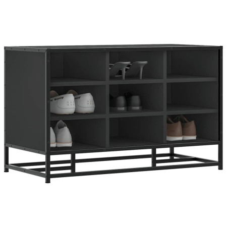 Banco zapatero madera de ingeniería y metal negro 84x40x53,5 cm by , Benches for halls and storage - Ref: Foro24-849229, Pric...