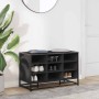 Banco zapatero madera de ingeniería y metal negro 84x40x53,5 cm by , Benches for halls and storage - Ref: Foro24-849229, Pric...