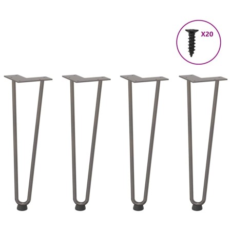 Patas mesa tipo horquilla 4uds acero macizo acero natural 42 cm by , Table legs - Ref: Foro24-4012423, Price: 47,50 €, Discou...