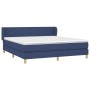 Cama box spring con colchón tela azul 160x200 cm
