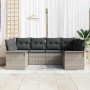 Conjunto de sofá de jardín con cojín 6 pcs Gris claro Poliratán