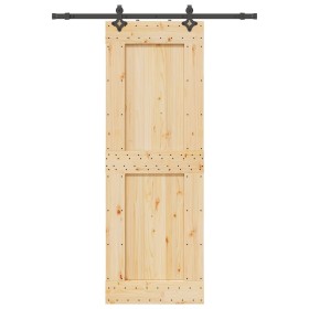 Puerta corredera con herrajes madera maciza de pino 80x210 cm de , Puertas - Ref: Foro24-3332725, Precio: 191,88 €, Descuento: %