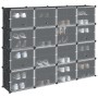 Estantería de cubos con 16 compartimentos y puertas PP negro by , Shoe racks and shoe organizers - Ref: Foro24-4019581, Price...