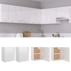 Armario colgante 2 uds contrachapada blanco brillo 50x31x60 cm de vidaXL, Armarios de cocina - Ref: Foro24-805083, Precio: 95...