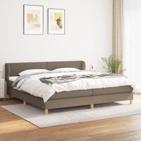 Cama box spring con colchón tela gris taupe 200x200 cm Cama box spring con colchón tela gris taupe 200x200 cm