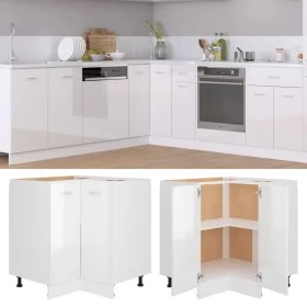 Glänzend weißer Eck-Unterschrank aus Holzwerkstoff von vidaXL, Küchenschränke - Ref: Foro24-802494, Preis: 120,52 €, Rabatt: %