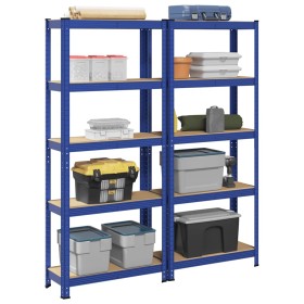 Estanterías de 5 baldas 2 uds madera contrachapada y acero azul by , Industrial shelving - Ref: Foro24-3307586, Price: 76,86 ...