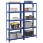 Estanterías de 5 baldas 2 uds madera contrachapada y acero azul by , Industrial shelving - Ref: Foro24-3307586, Price: 76,86 ...
