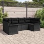Conjunto de sofá de jardín con cojín 6 pcs Negro Poliratán