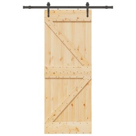 Puerta corredera con herrajes madera maciza de pino 80x210 cm von , Türen - Ref: Foro24-3332643, Preis: 215,96 €, Rabatt: %