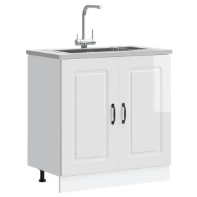 Mueble bajo para fregadero Kalmar blanco brillo 80x46x81,5 cm by , Kitchen cabinets - Ref: Foro24-853449, Price: 86,26 €, Dis...