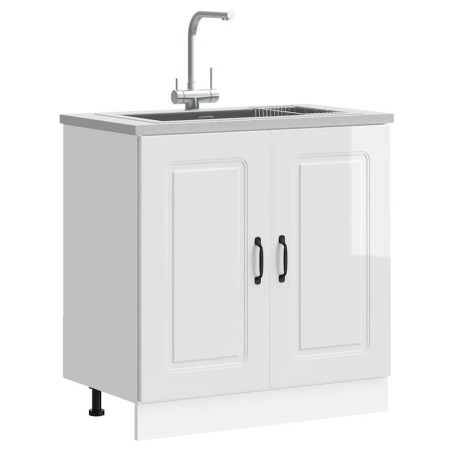 Mueble bajo para fregadero Kalmar blanco brillo 80x46x81,5 cm von , Küchenschränke - Ref: Foro24-853449, Preis: 86,26 €, Raba...
