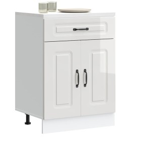 Mueble bajo cocina Kalmar madera ingeniería blanca alto brillo by , Kitchen cabinets - Ref: Foro24-853489, Price: 96,30 €, Di...