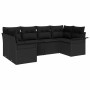 Conjunto de sofá de jardín con cojín 6 pcs Negro Poliratán