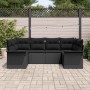 Conjunto de sofá de jardín con cojín 6 pcs Negro Poliratán