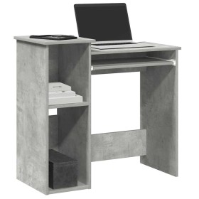 Escritorio con estantes contrachapada hormigón 84x40x78 cm de , Escritorios - Ref: Foro24-860448, Precio: 68,20 €, Descuento: %