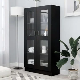 Vitrine aus schwarzem Sperrholz, 82,5 x 30,5 x 150 cm von vidaXL, Bücherregale und Regale - Ref: Foro24-802760, Preis: 130,96...