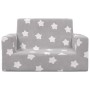 Sofá infantil de 2 plazas gris claro con estrellas felpa suave