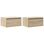 Mesitas de noche de pared con luces LED 2 unidades roble Sonoma von , TV-Möbel - Ref: Foro24-860216, Preis: 93,73 €, Rabatt: %