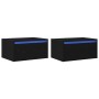 Mesitas de noche de pared con luces LED 2 unidades roble negro von , TV-Möbel - Ref: Foro24-860214, Preis: 99,51 €, Rabatt: %