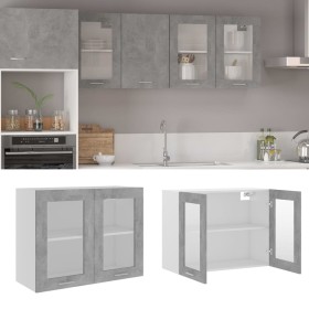 Armario colgante cocina contrachapada gris hormigón 80x31x60 cm