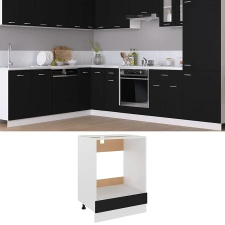 Black plywood oven cabinet 60x46x81.5 cm by vidaXL, Kitchen cabinets - Ref: Foro24-802498, Price: 56,58 €, Discount: %