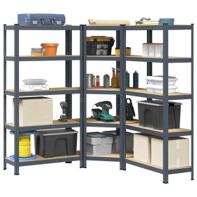 Juego 3 estantes 5 niveles acero antracita y madera industrial by , Industrial shelving - Ref: Foro24-3307628, Price: 171,06 ...