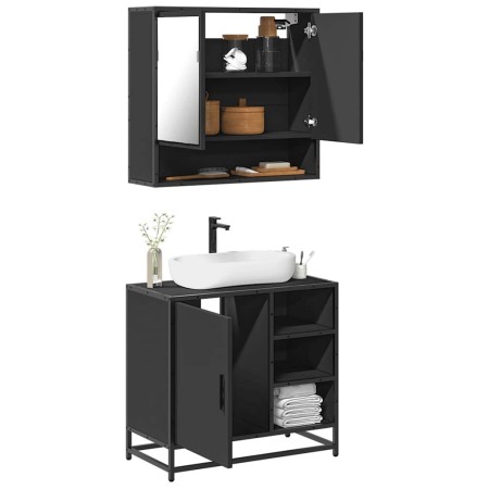 Juego de muebles de baño 2 pzas madera contrachapada negro de , Muebles de baño - Ref: Foro24-3300935, Precio: 156,37 €, Desc...