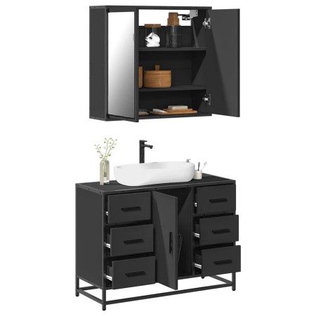 Juego de muebles de baño 2 pzas madera contrachapada negro von , Badezimmermöbel - Ref: Foro24-3300900, Preis: 199,00 €, Raba...